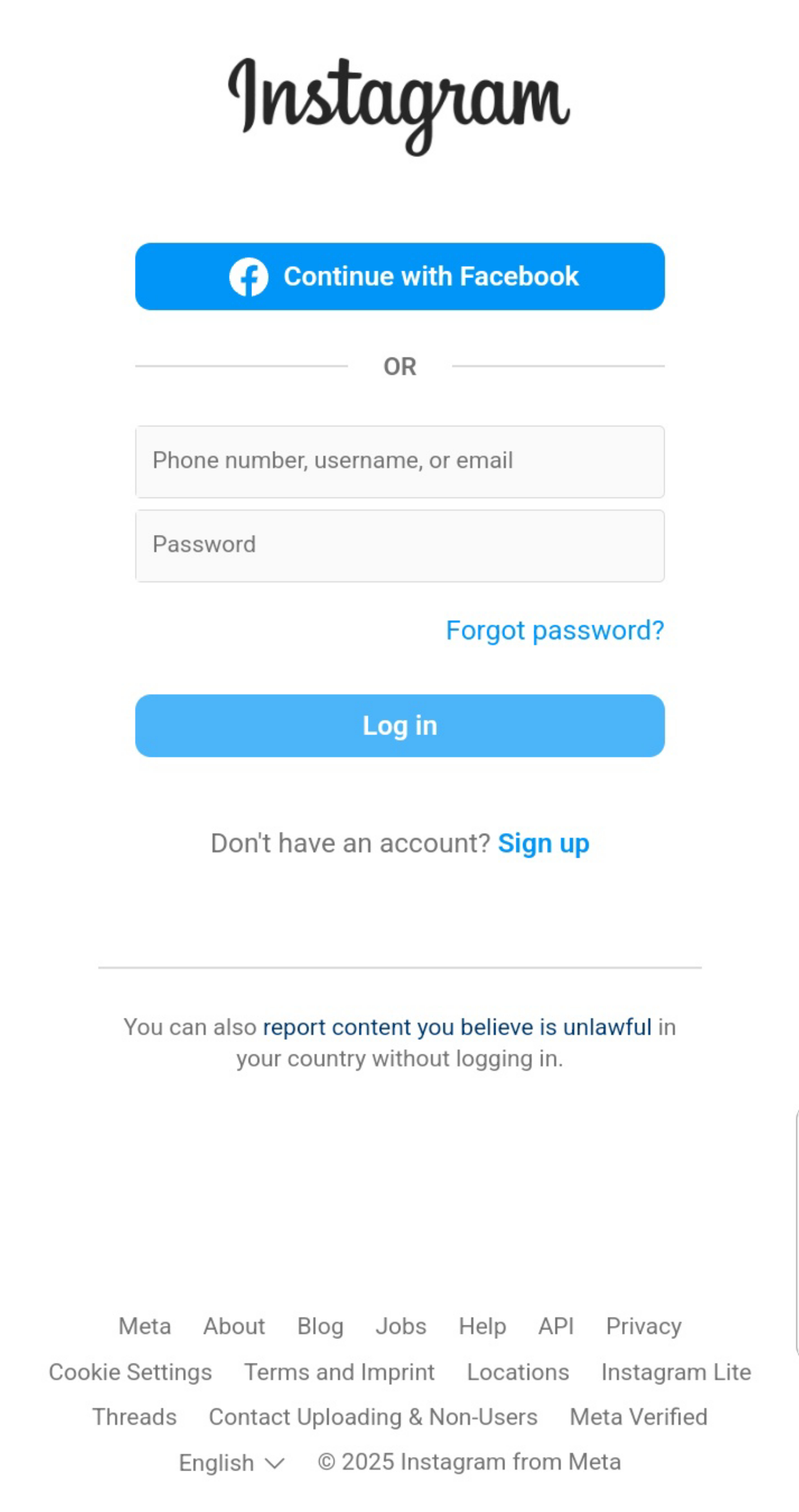 Instagram Phishing page