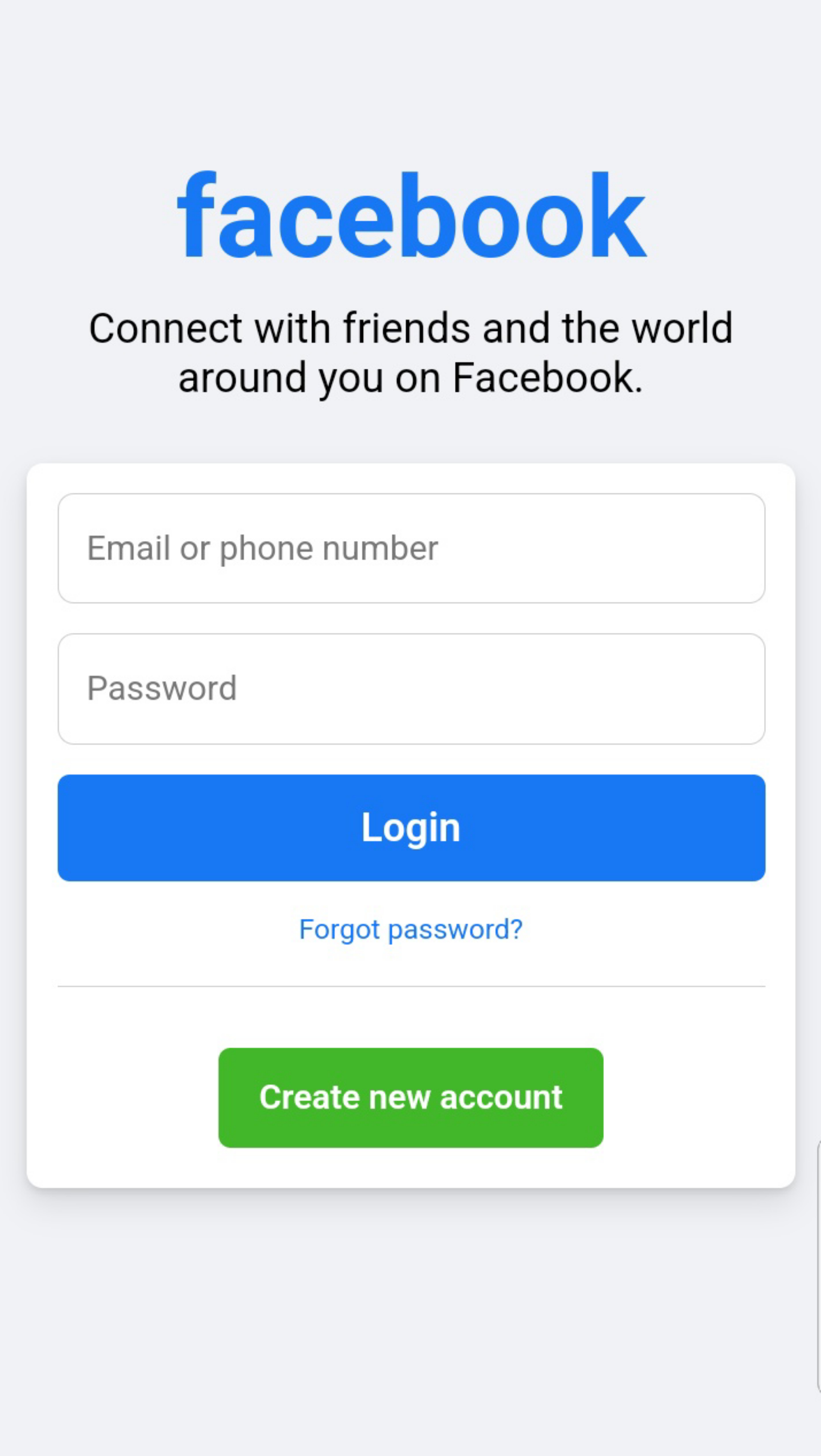 Facebook Login Page - Webpage